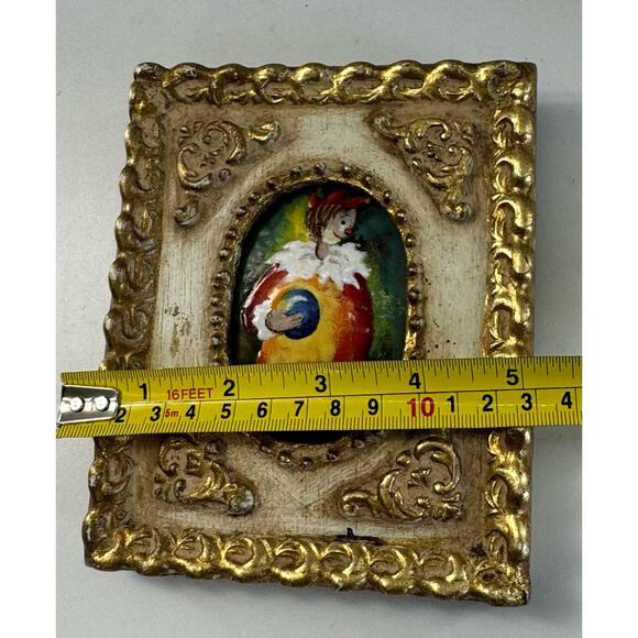 MCM 1974 Painted Metal Children Clown Jester Miniature Decorative 6” Ornate - Picture 4 of 6